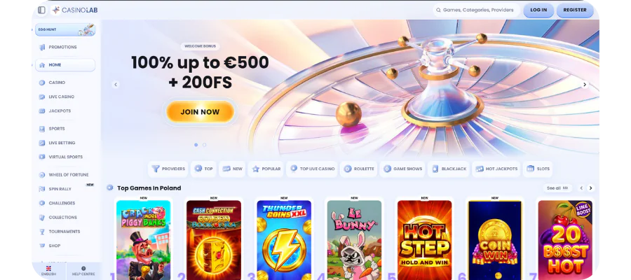Casinolab Casino Home Page PC
